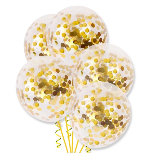 

Balony Z Konfetti Złote Przezroczyste 35cm 5 szt