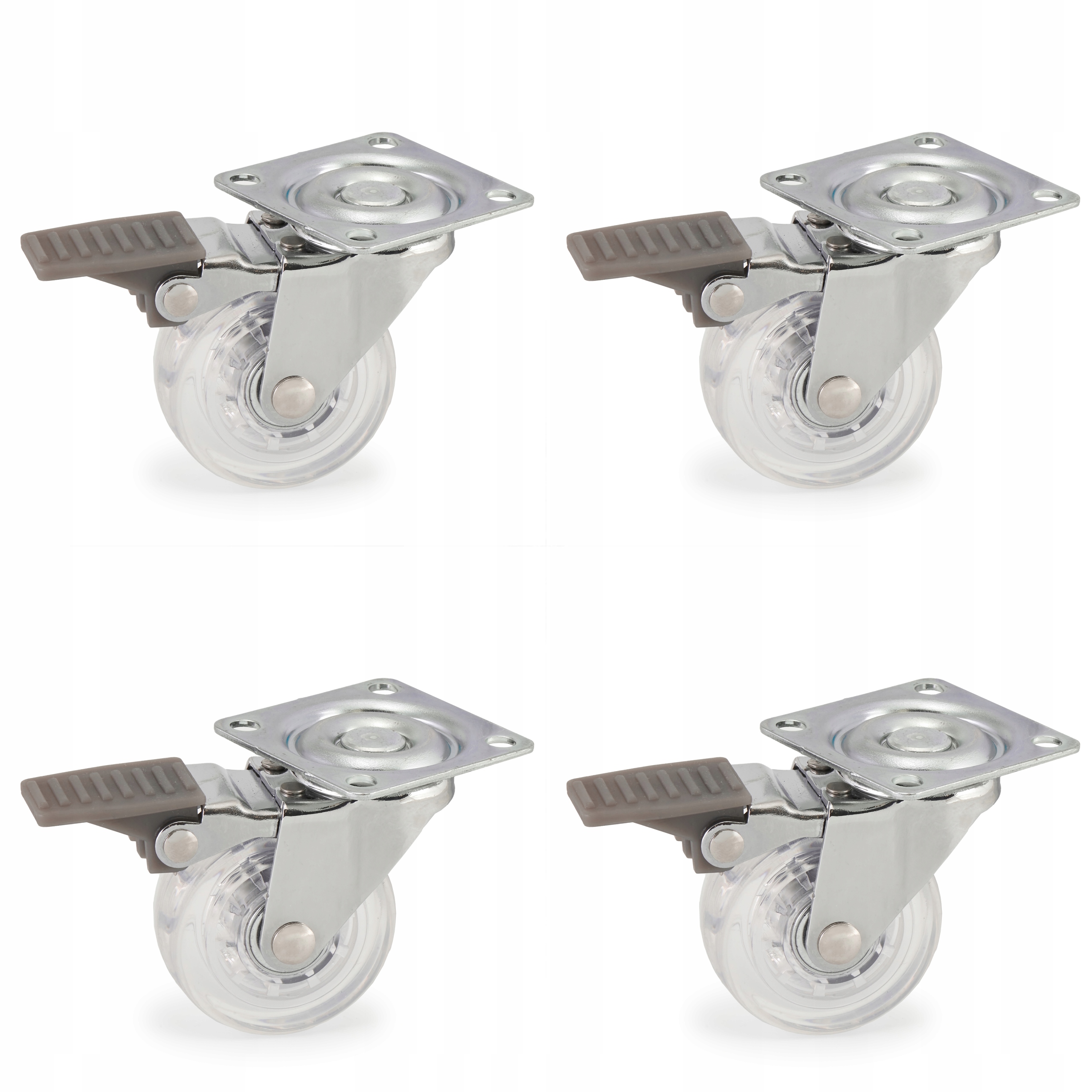 ZESTAW 4 SZT KÓŁKA TRANSPARENTNE FI 50 Z HAMULCEM