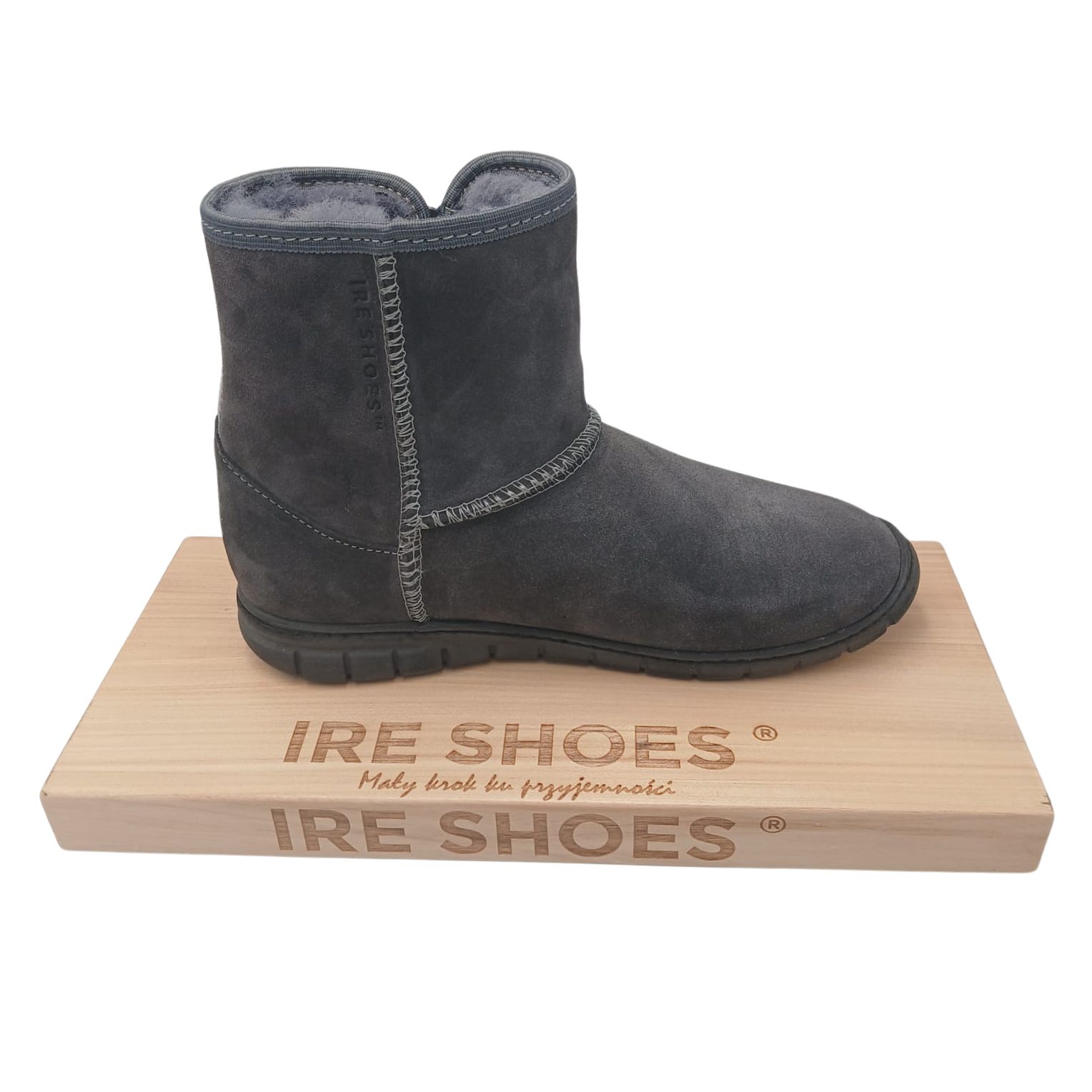 Polské kožené boty, kotníkové kotníkové boty , sněhule, boty Ire Shoes , s vlněnou podšívkou 38