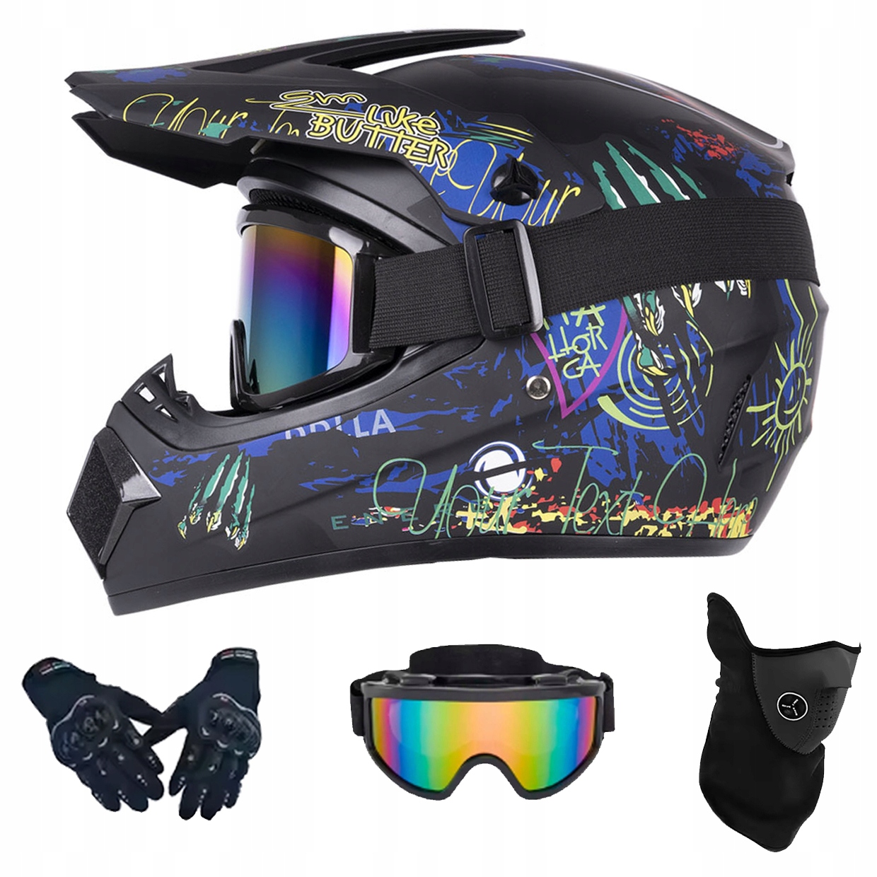 Helma Na Elektrickou Koloběžku Cross Enduro Quad Bmx Helma Brýle Rukavicexl