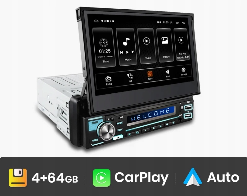 Univerzální Rádiová Navigace 1DIN Android Carplay