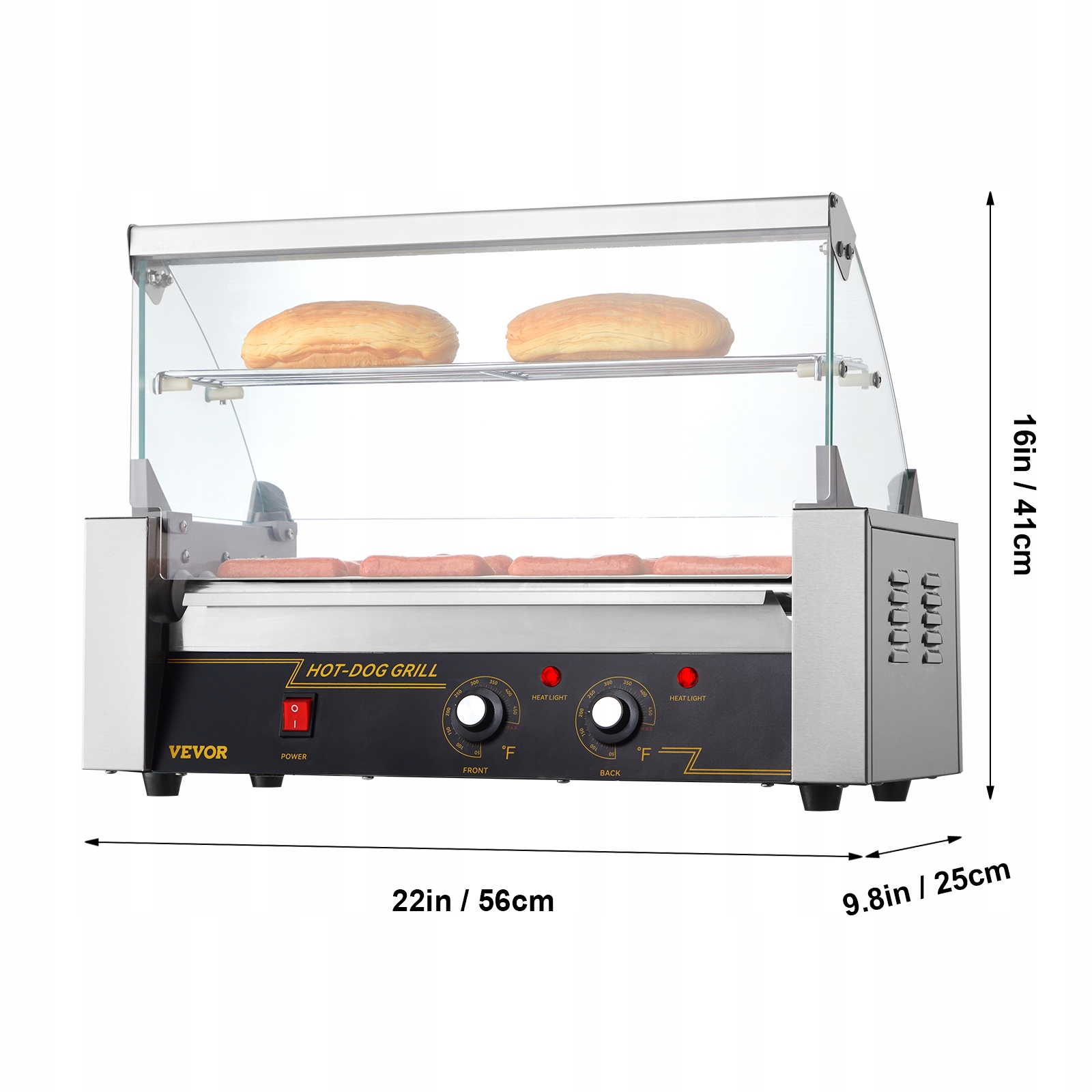 Elektryczny 12 Hot Dog 5 Roller Grill Cooker Machine Backsplash & Półka 1000W Kod producenta GDSKCJG51000WXL
