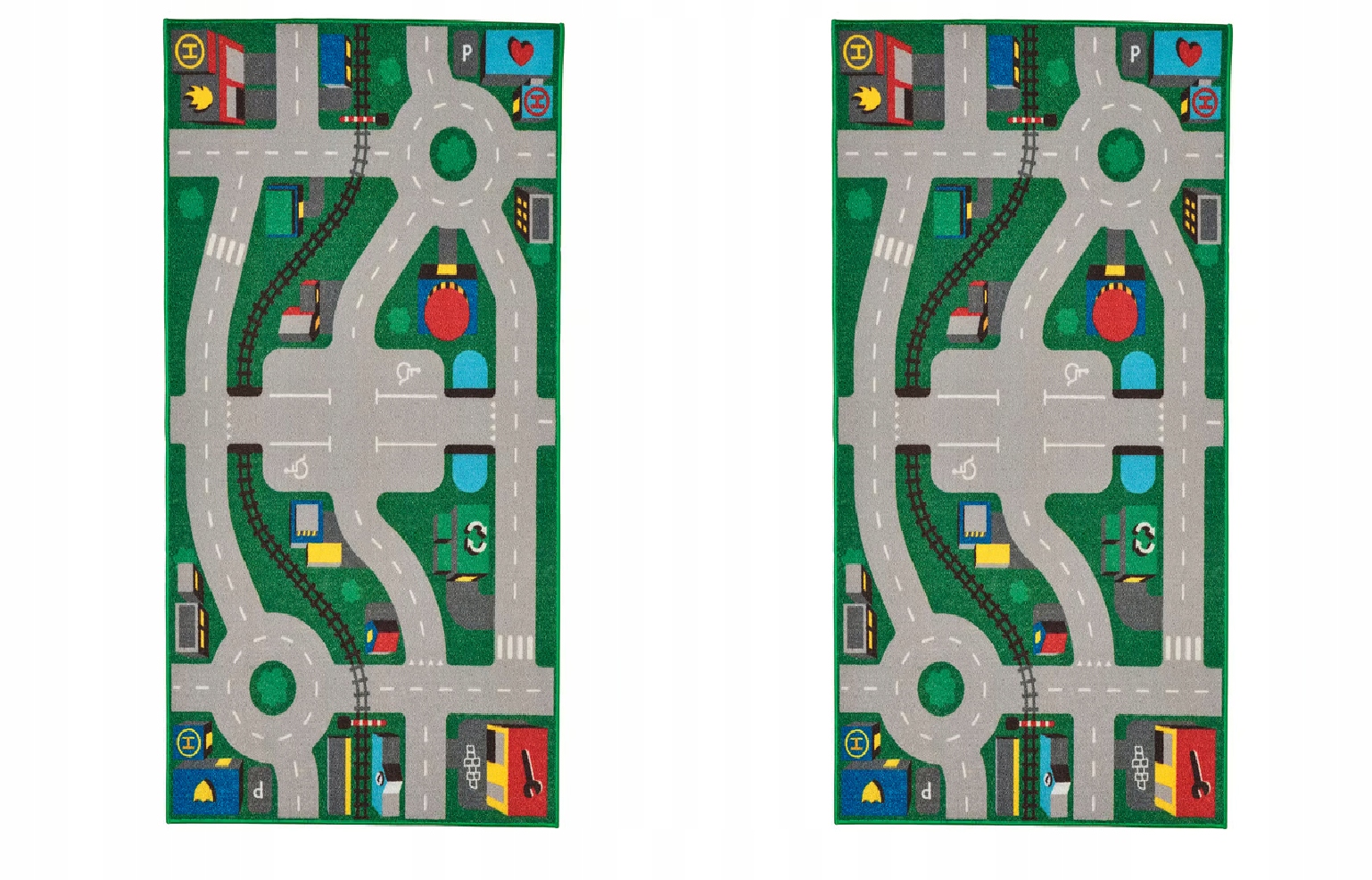 Ikea Lillabo Koberec zelený 75x133 cesta, ulice, na hraní Komplet 2 kusů