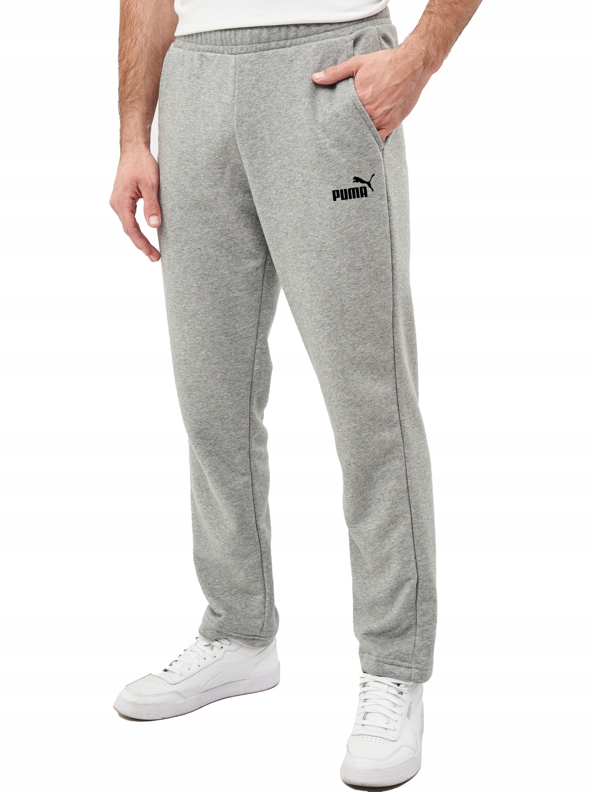 3323 Spodnie Puma Męskie Bawełniane Dresowe Szare Prosta Nogawka 3XL