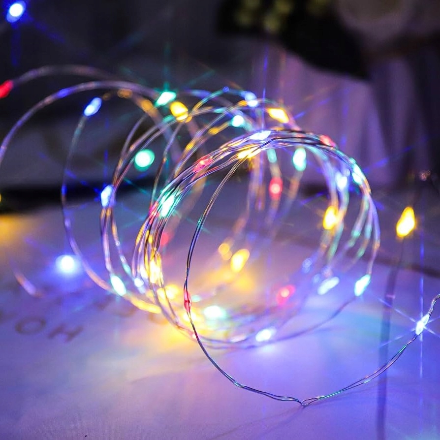 DRUCIKI LAMPKI CHOINKOWE 100 LED MIKRO RYŻ 10M NA DRUCIKU NA BATERIE MULTI Liczba lampek 51 - 100