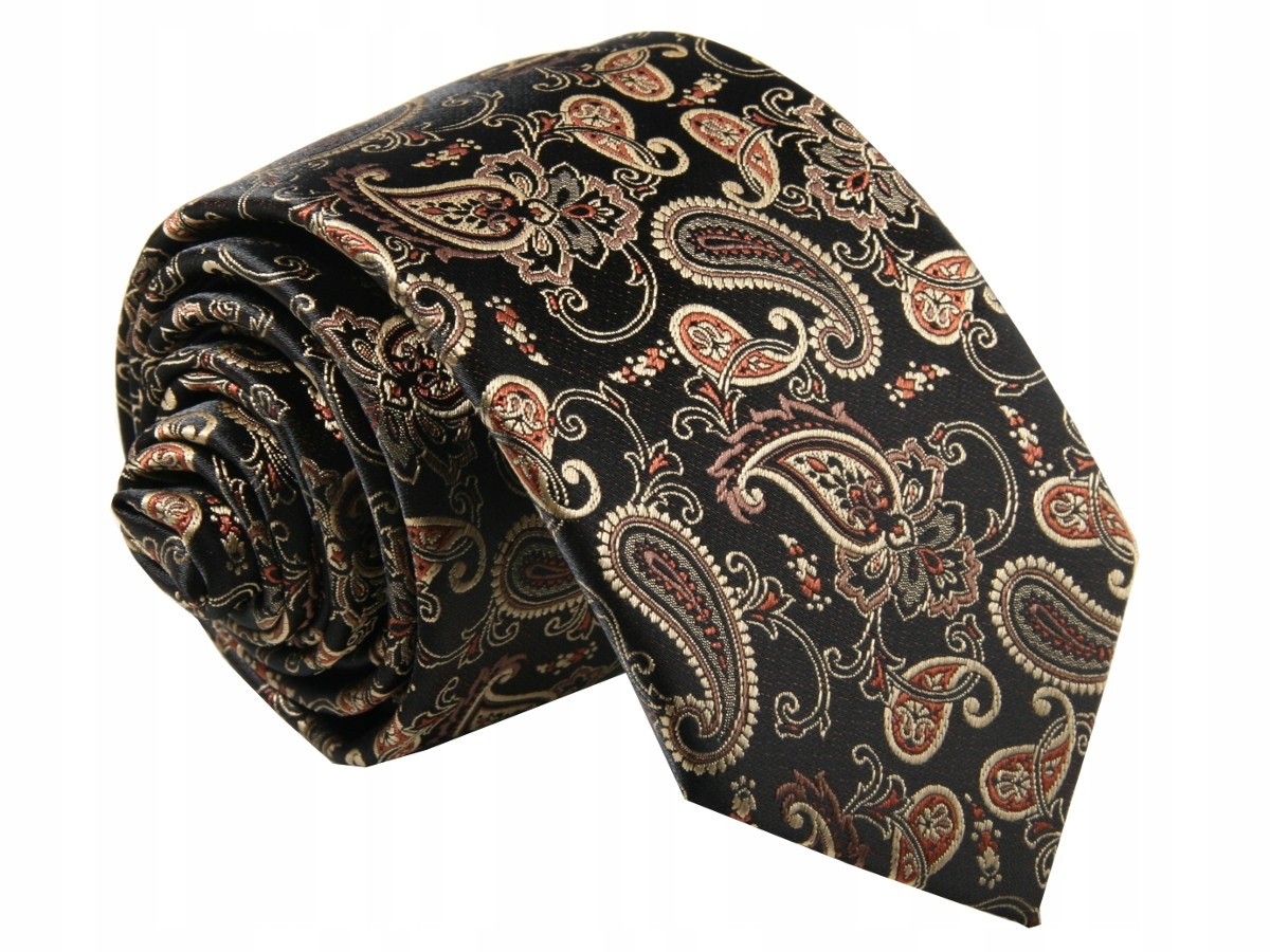 KRAWAT ŻAKARDOWY- MIEDZIANY WZOREK [2317]