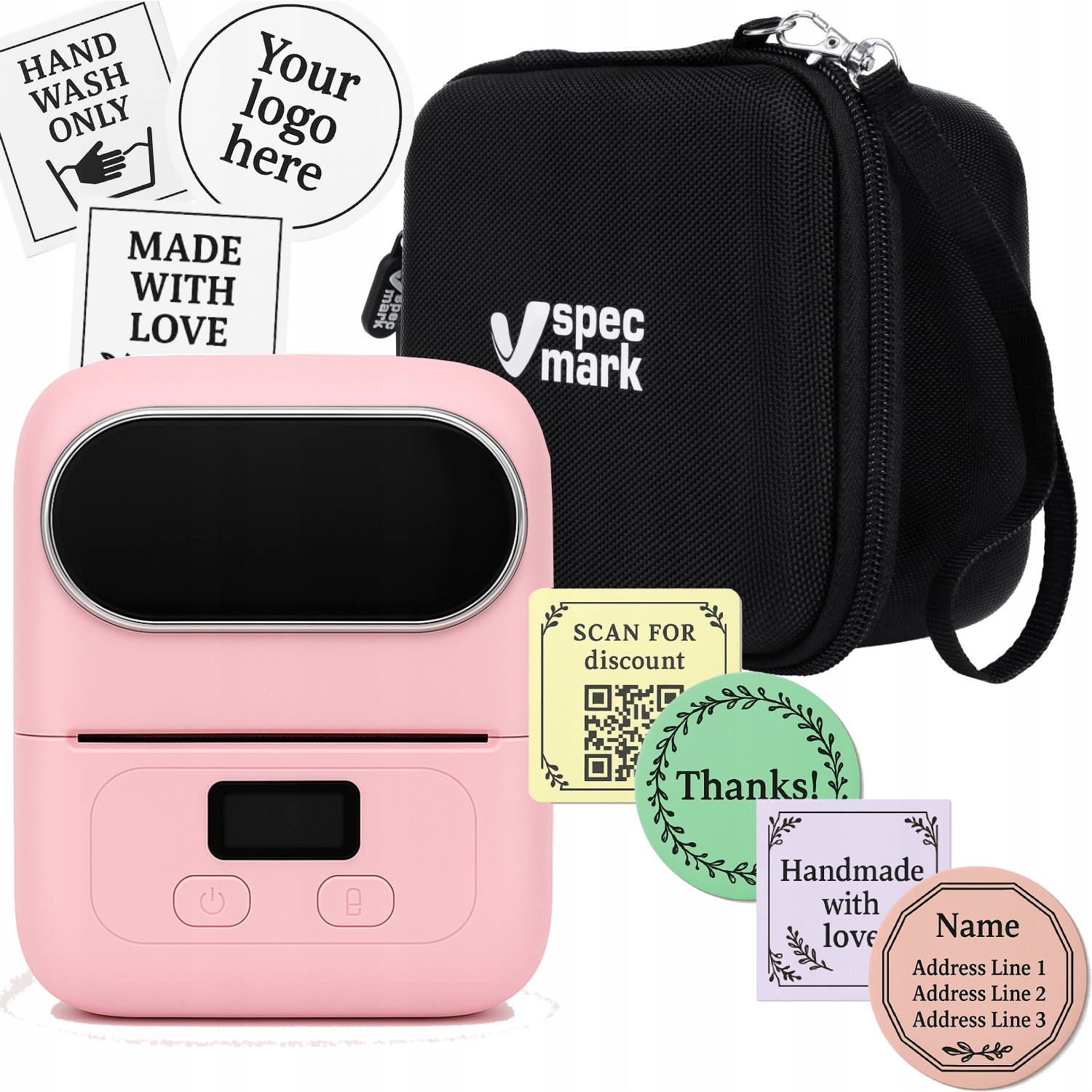 Phomemo M110 termální tiskárna štítků Bluetooth s kufříkem a sadou nálepek