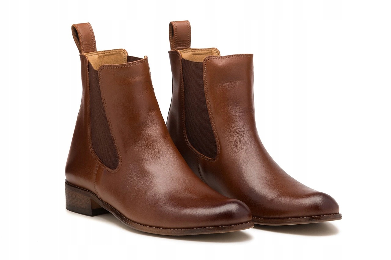 Kotníkové Boty ploché kožené kamelové Butdam Stw 35