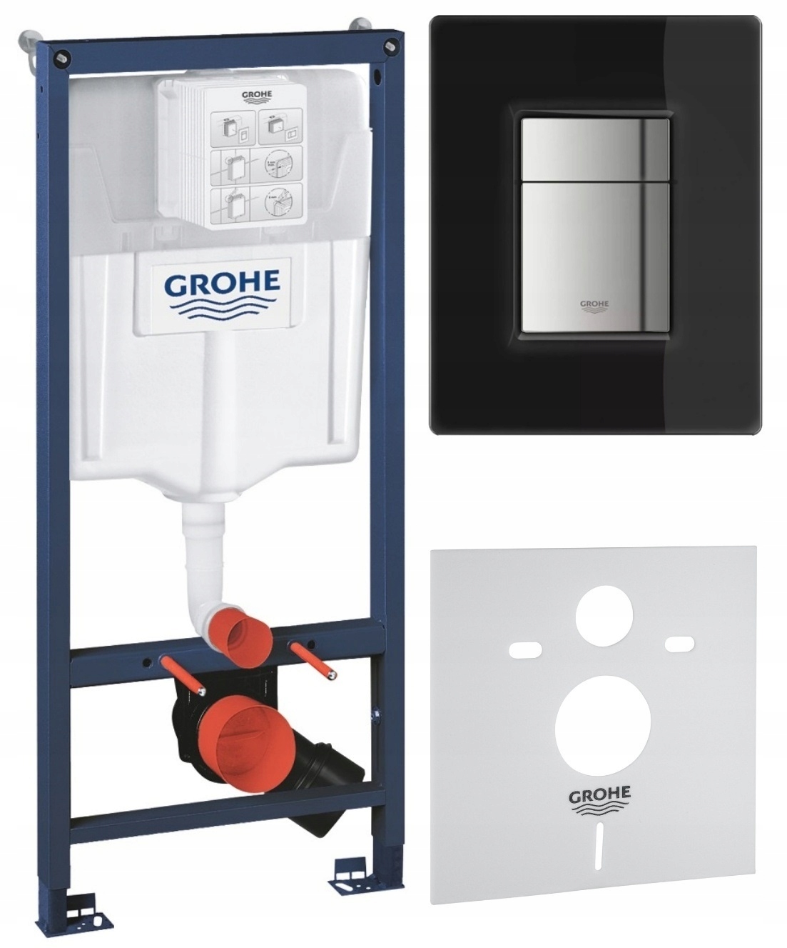 Grohe Rapid Sl Stelaż Podtynkowy Wc Przycisk Szkło Aksamitna Czerń Mata 4W1