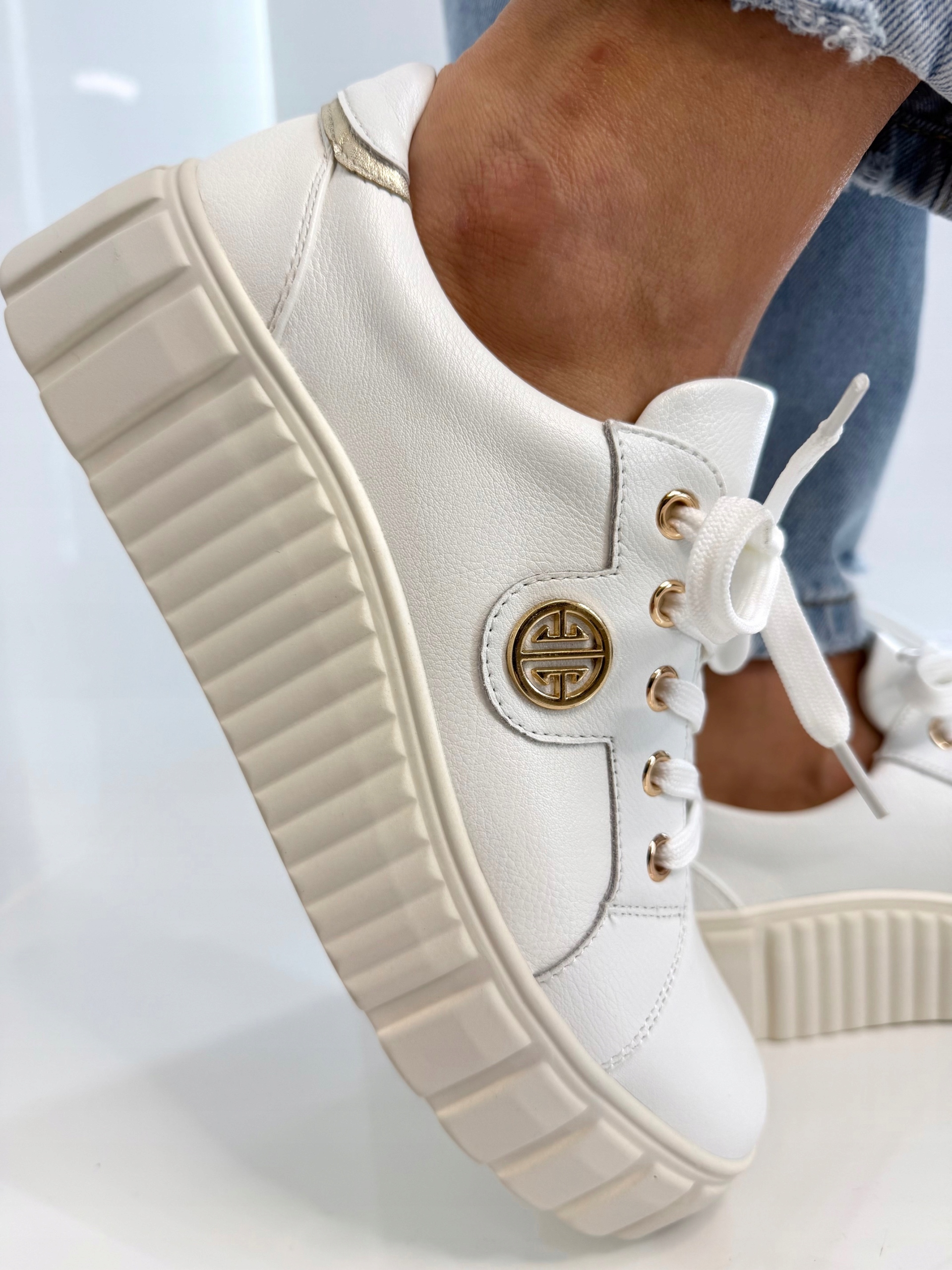 Dámské tenisky Adidasy Bílé na Platformě Přírodní Kůže 40