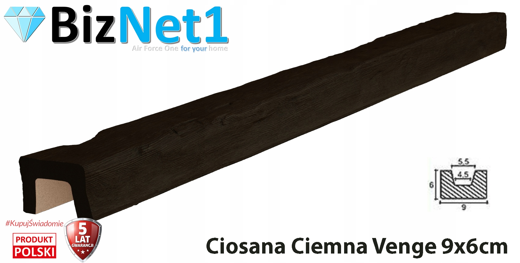 

Belka Belki rustykalne dekoracyjna ciosana 9x6 1M