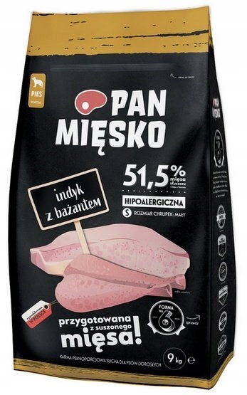 Levně Hypoalergenní krmivo pro psy malých plemen Pan Mięsko Krůta Bažant 9 kg