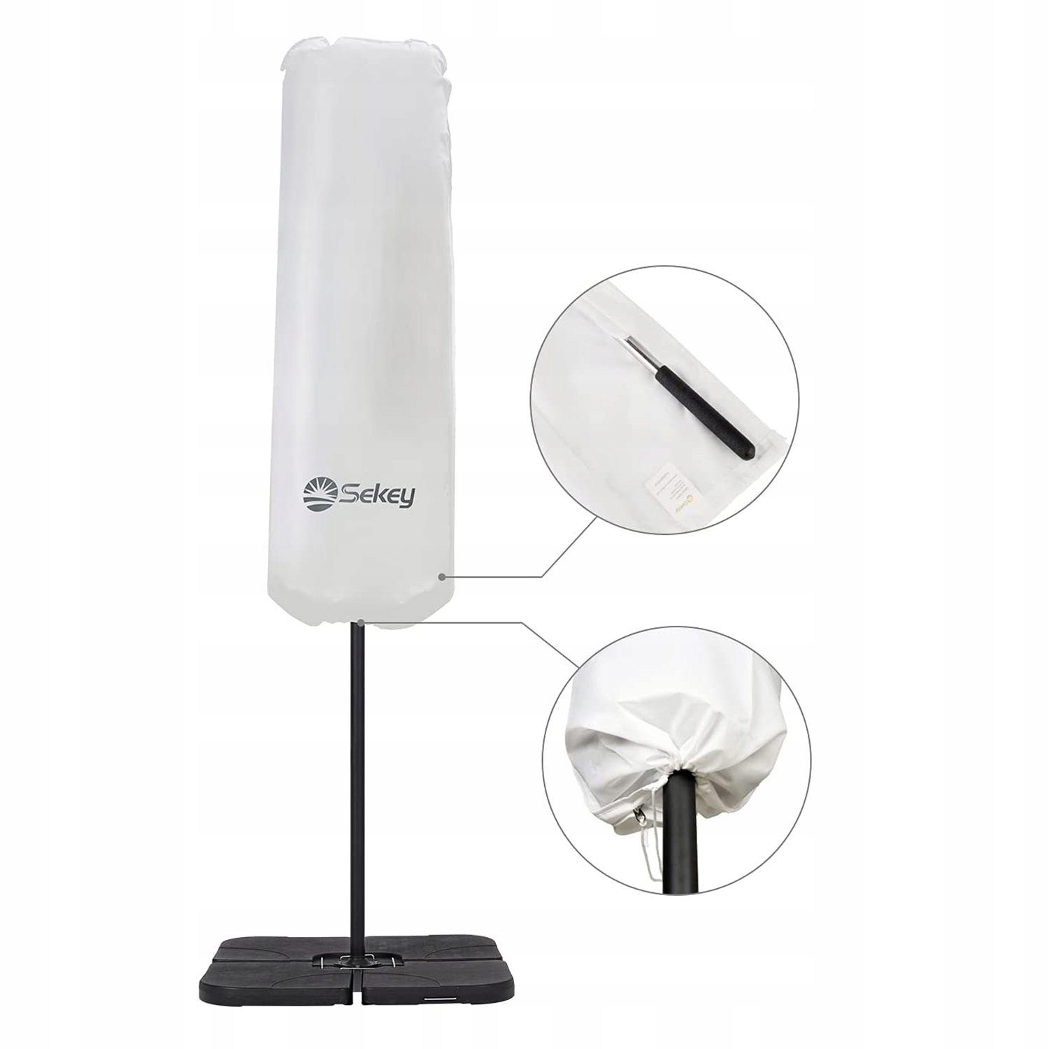 POKROWIEC OSŁONA NA PARASOL OGRODOWY SEKEY 270 x 460 BIAŁY 160 x 50 Kod producenta 30046006