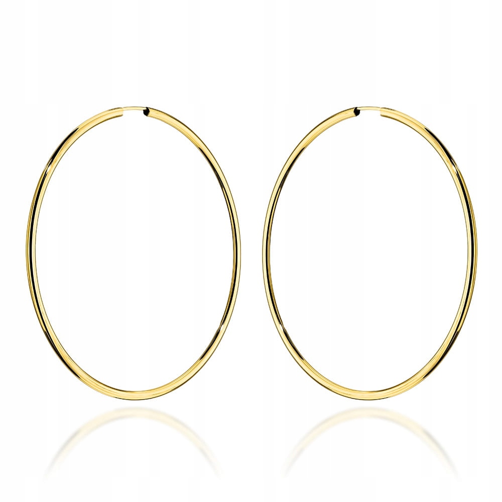Zlaté náušnice 585 velké Klasické kruhy 5 cm dámské kroužky 1.76 g dárek