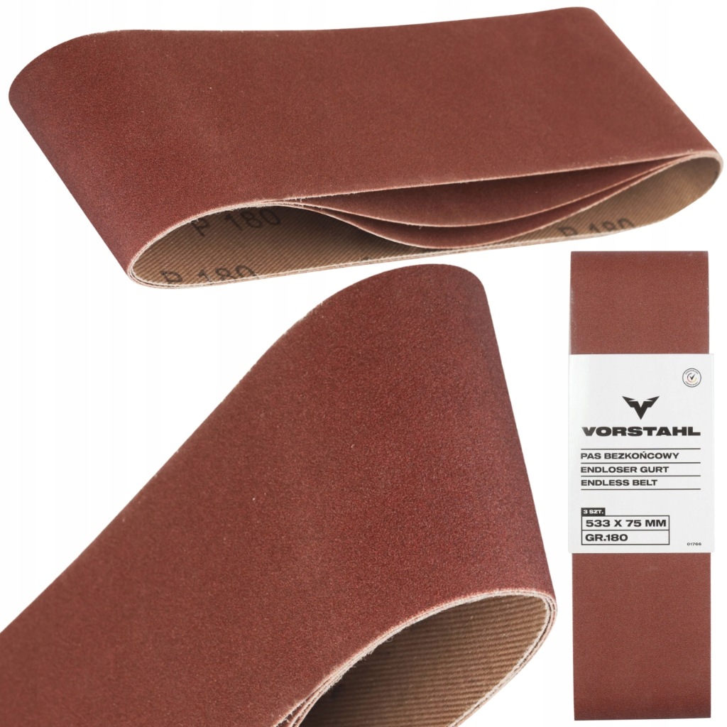 Pas Ścierny Bezkońcowy P120 533x75mm 3szt do szlifierki taśmowej Vorstahl