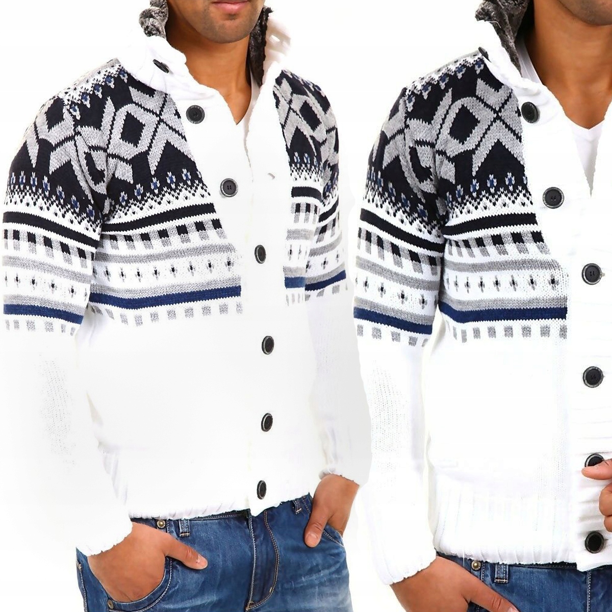 

Sweter Kardigan Norweski Stójka Ocieplana Regular