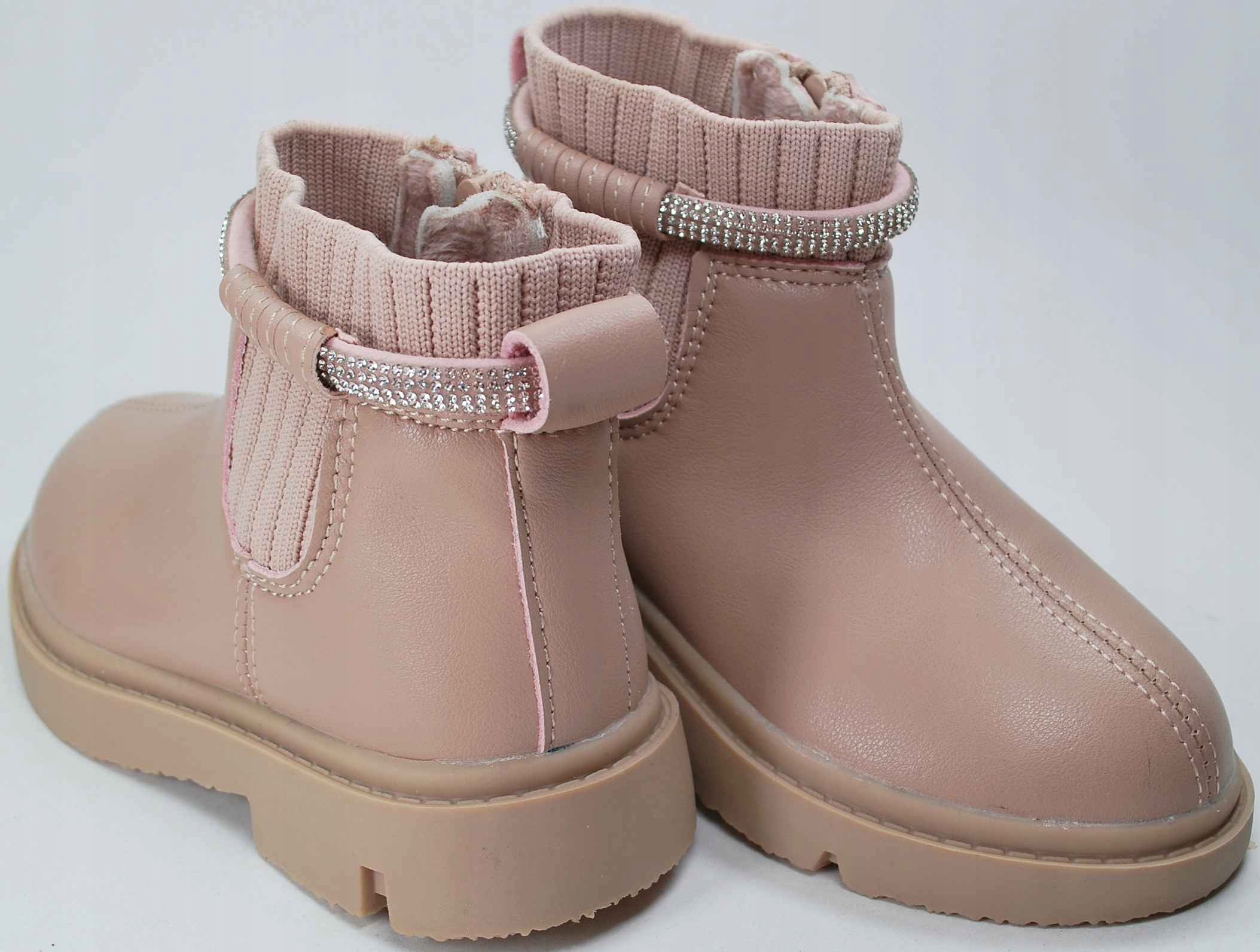 RÓŻOWE ocieplane ELEGANCKIE BOTKI dla dziewczynki SZTYBLETY na suwak r 26 Rozmiar 26