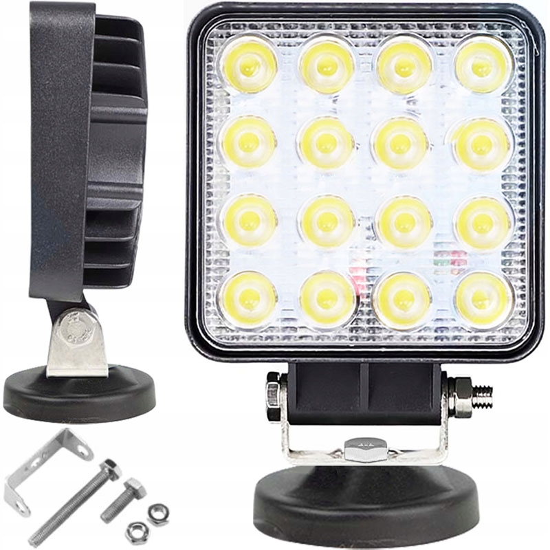 LAMPA ROBOCZA KWADRATOWA 16 LED HALOGEN 48W 12V 24V LEDOWA SZPERACZ