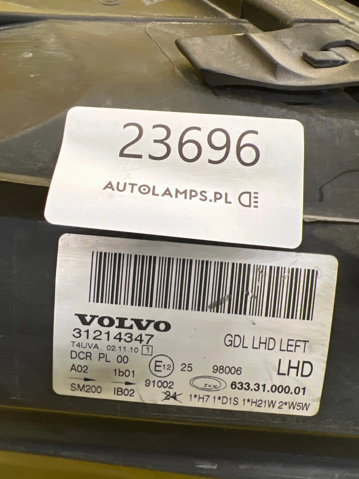 light left Volvo V70 III S80 II Xenon non-setting 31214347