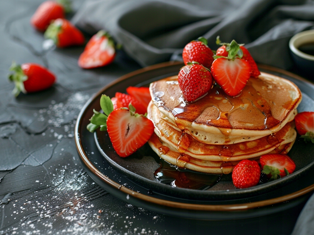Obraz Na Plátně Canvas Kuchyně Jídlo Palačinky Pancake Jahody 100x75