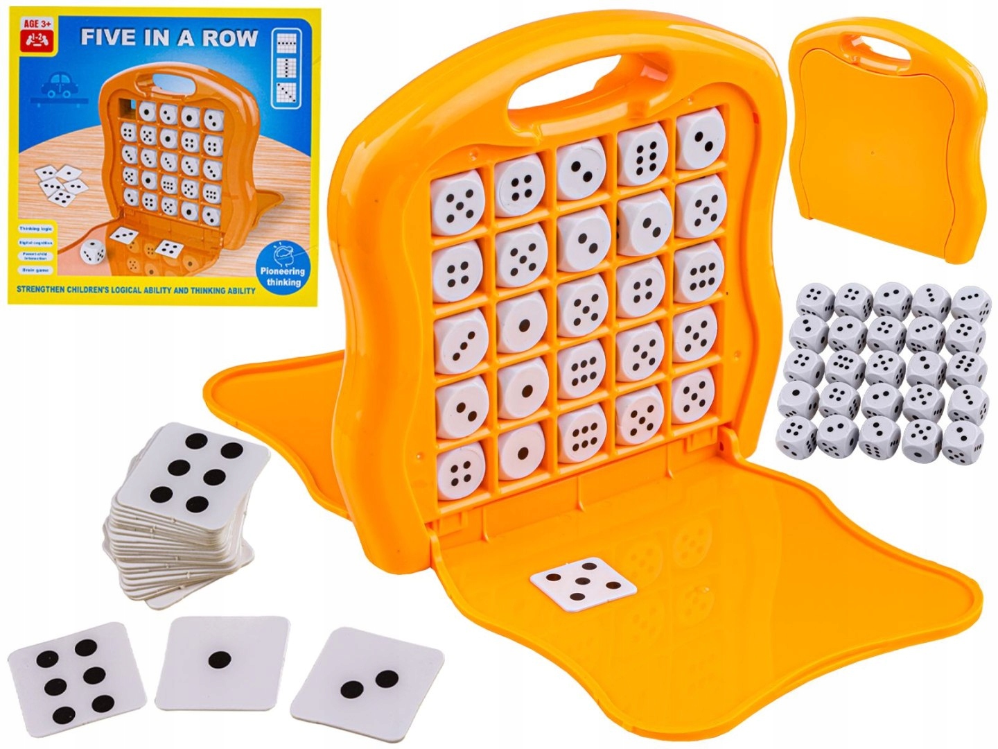 LOGICZNA GRA PLANSZOWA FIVE IN A ROW, 5 KOSTEK W RZĘDZIE KOŚCI