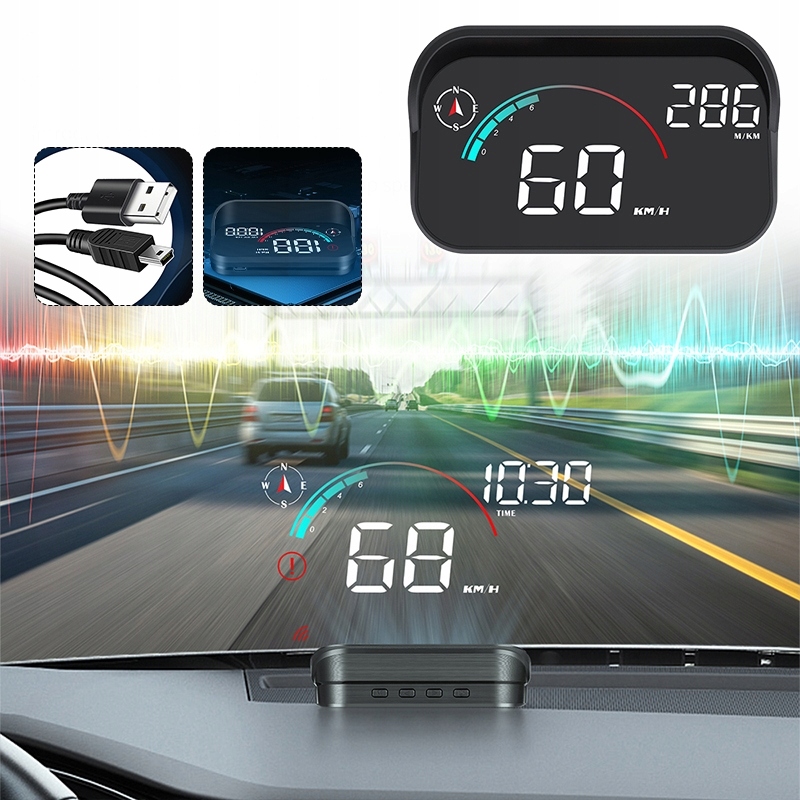 Wyświetlacz samochodowy M22 Head Up RPM MPH HUD GPS Ekran projektora Marka bez marki