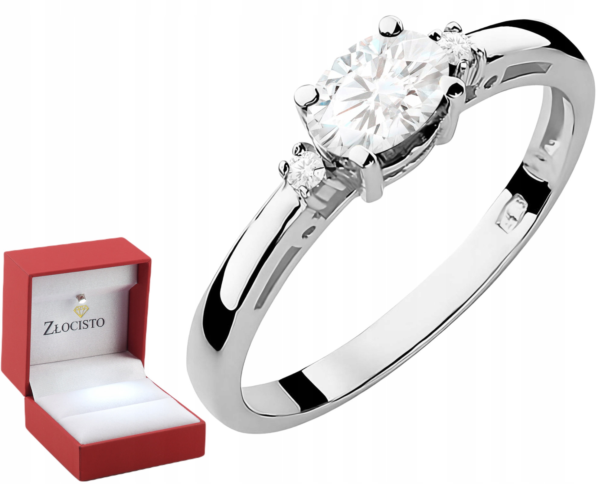 Bílý Zlatý Prstýnek S Diamanty Klasický Laboratór 585 Dárek Gravírování