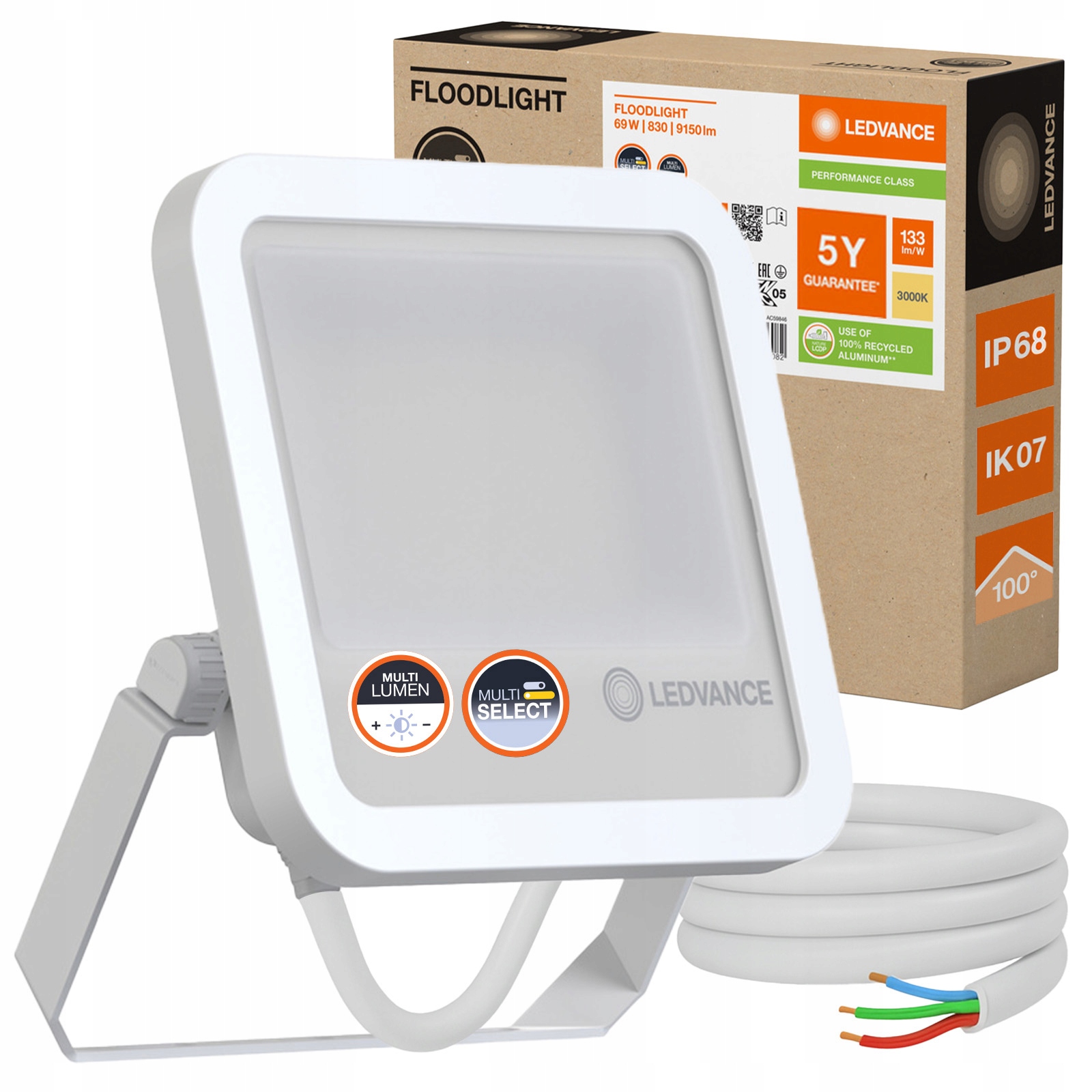 Led reflektor Vonkajší reflektor 69W 9150lm 3000K IP66 Floodlight