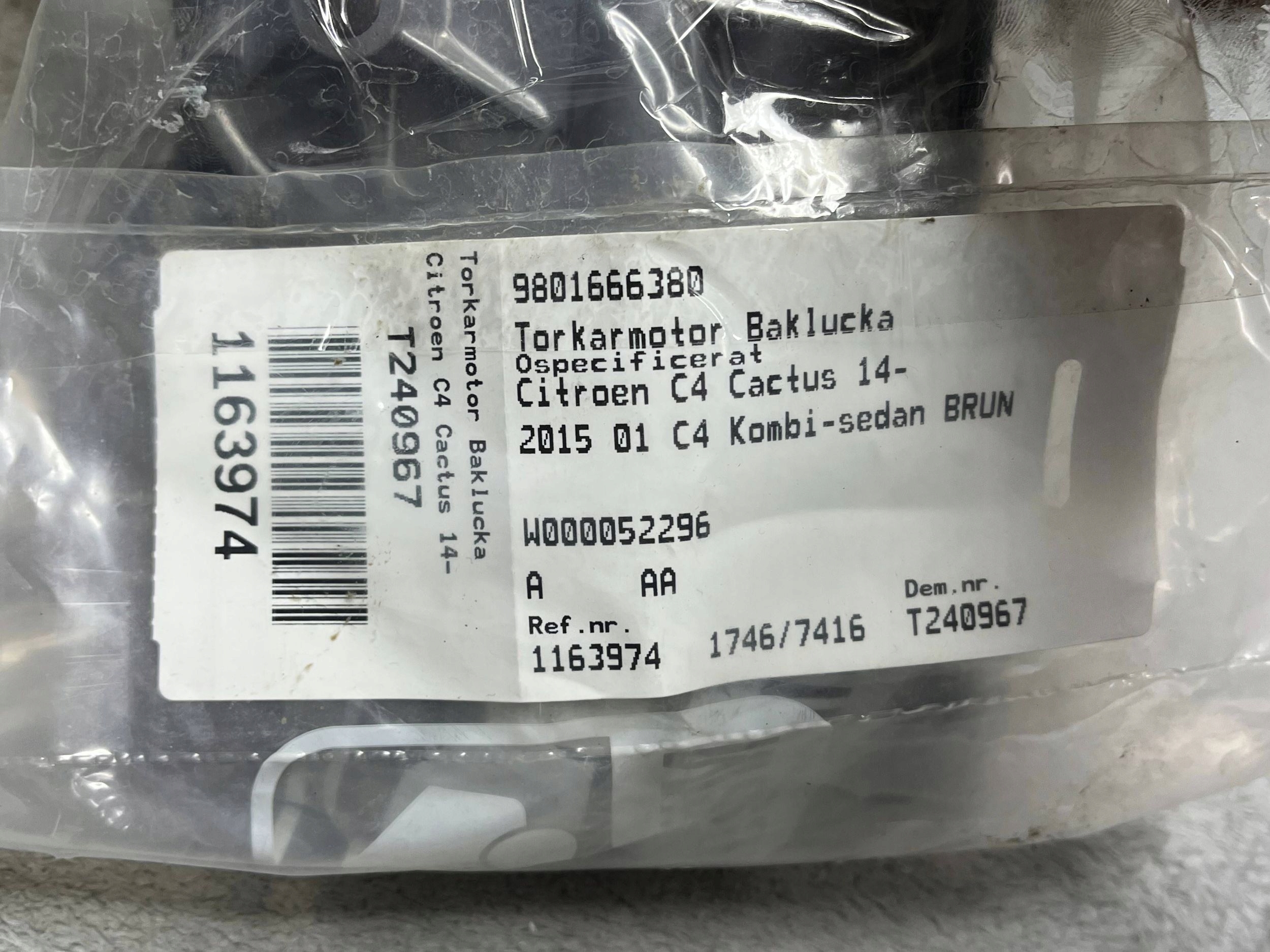 motorić brisača stražnje Citroen C4 Cactus 9801666380