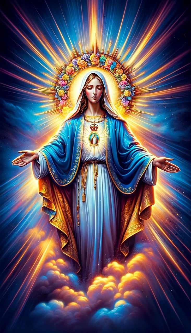 Diamantová výšivka Marie Náboženství Ježíš Kříž XXL Diamanty Čtvercové 40x80 cm