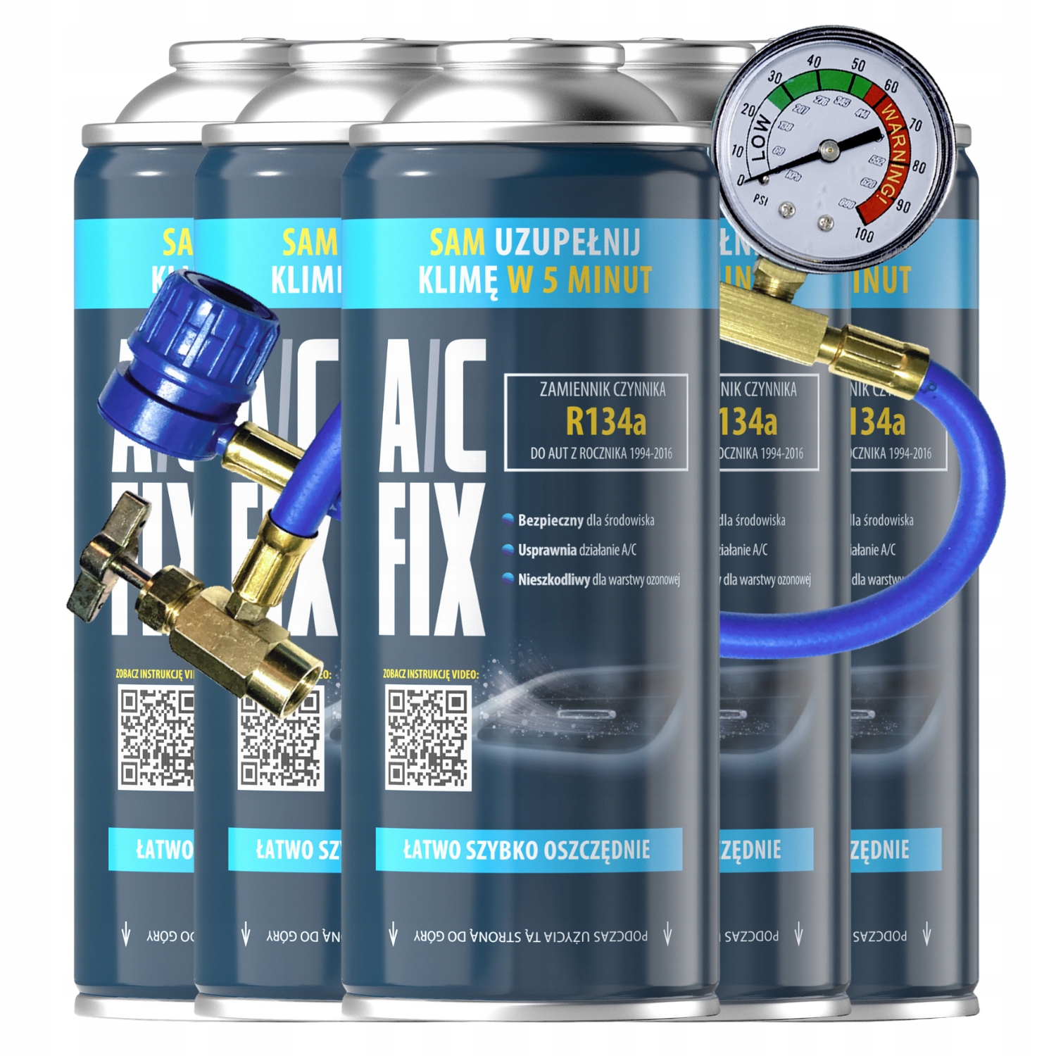 Ac Fix Sada plynů pro klimatizaci automobilů 5xR134a 850g Kabel