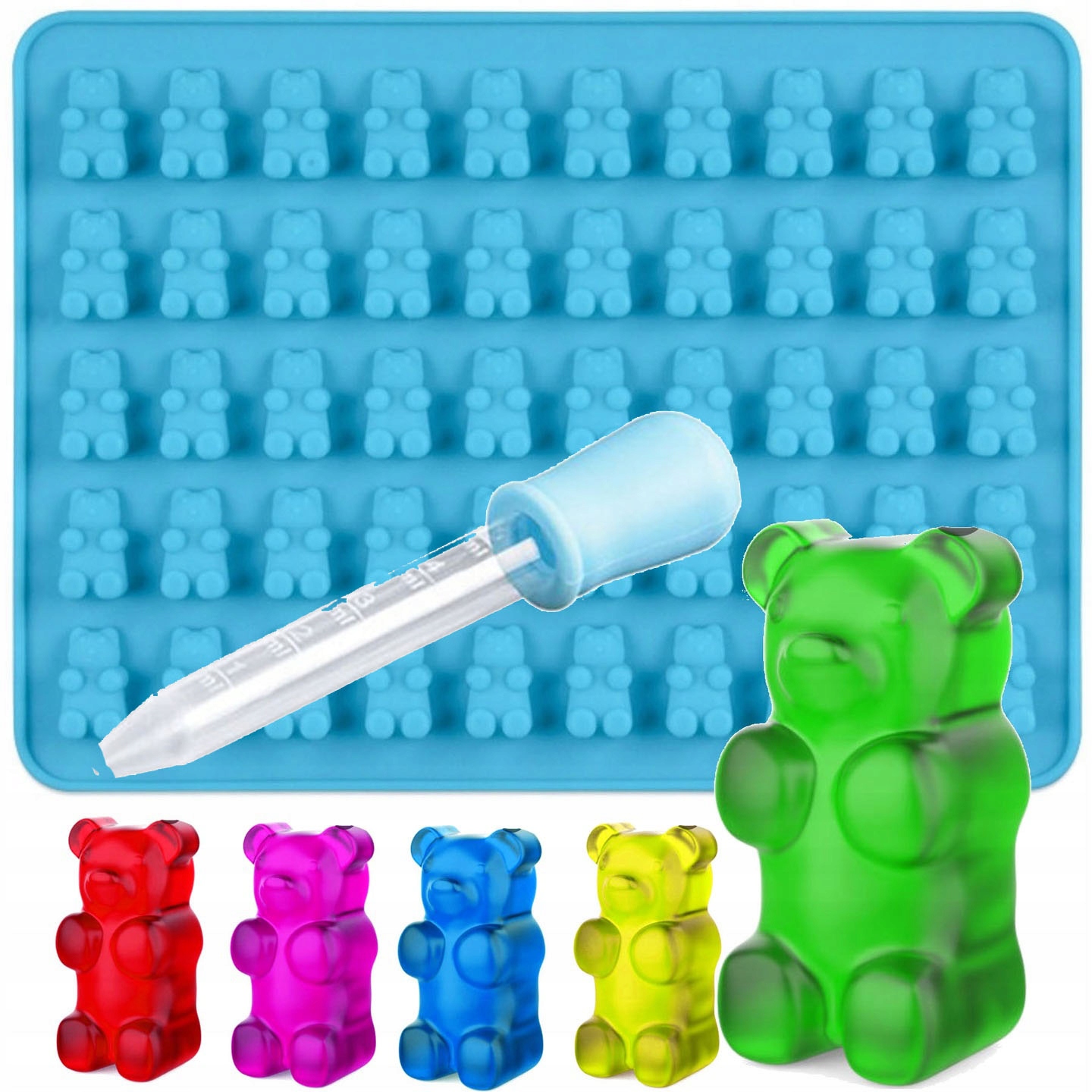 FOREMKA ŻELKI pralinki HARIBO MISIE FORMA do ŻELKÓW LODU lód miśki + PIPETA