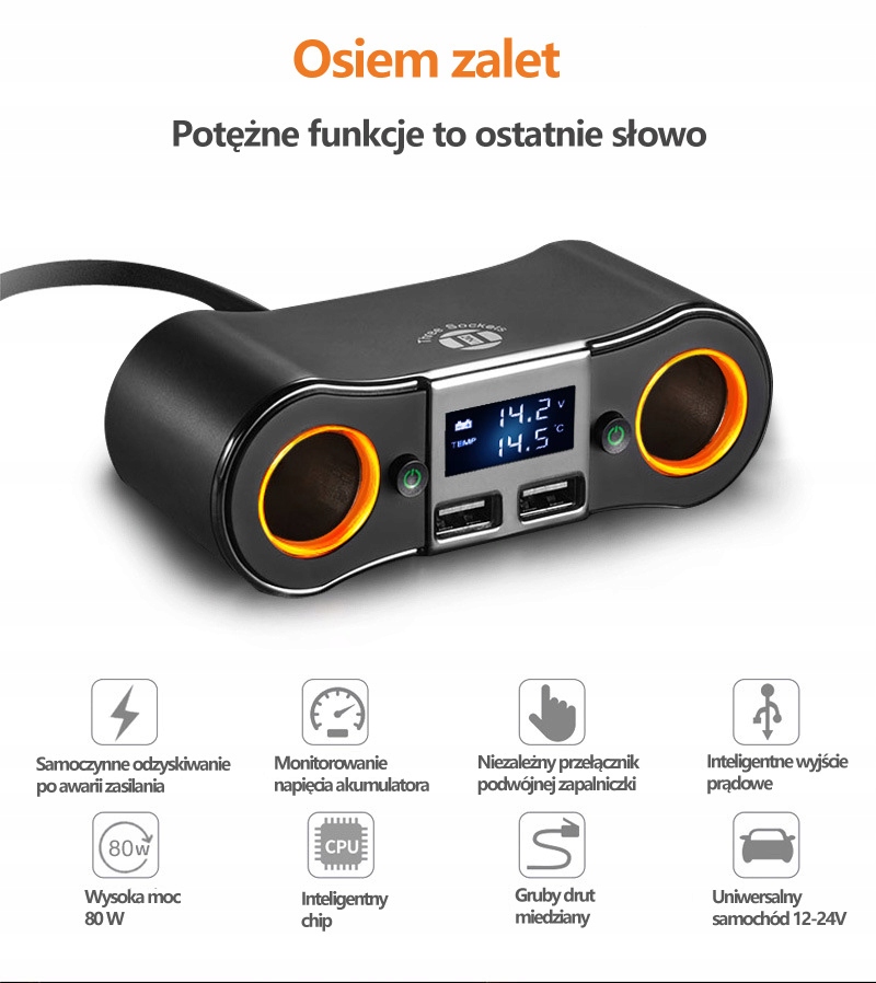 Ladowarka samochodowa USB rozgaleznik zapalniczki Manufacturer 5712450095240