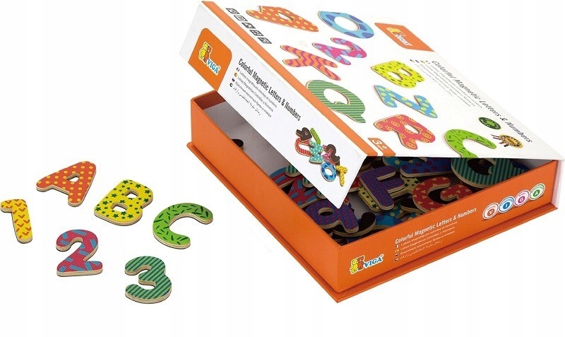 

Drewniane Magnetyczne Literki Cyferki 77 elem Viga
