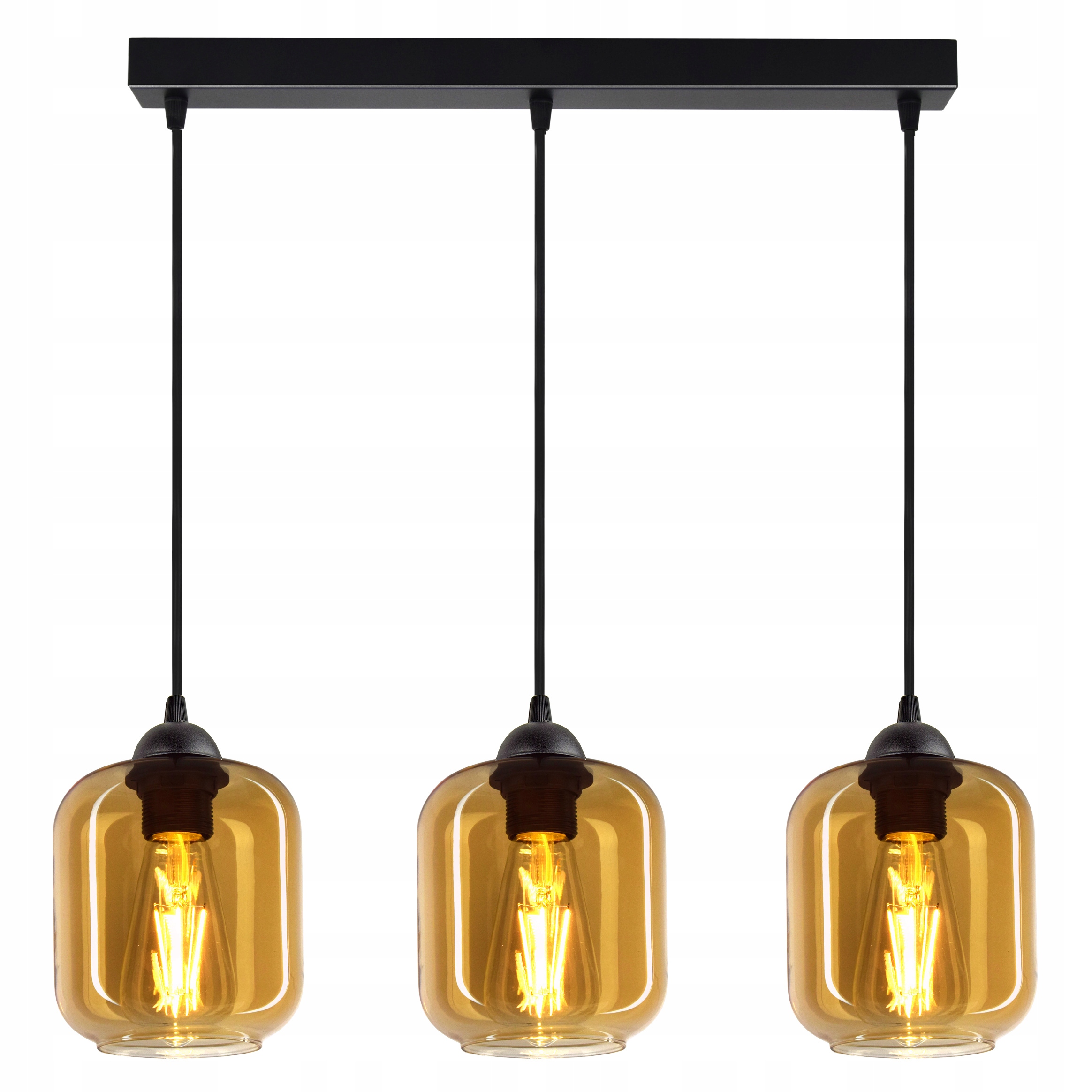 

Lampa Wisząca Żyrandol Plafon 3 Klosze Miód Led