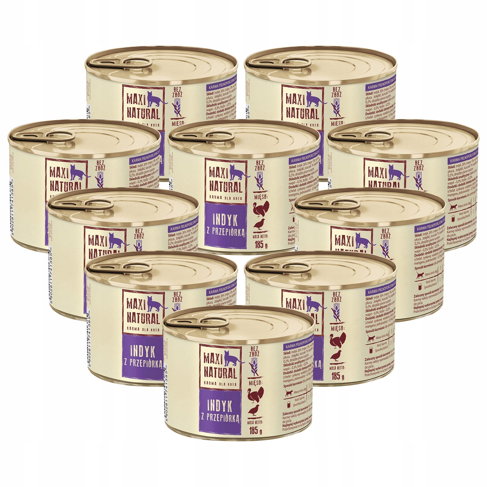 Levně Maxi Natural Krmivo pro kočky Krůta s přepážkami 10x185