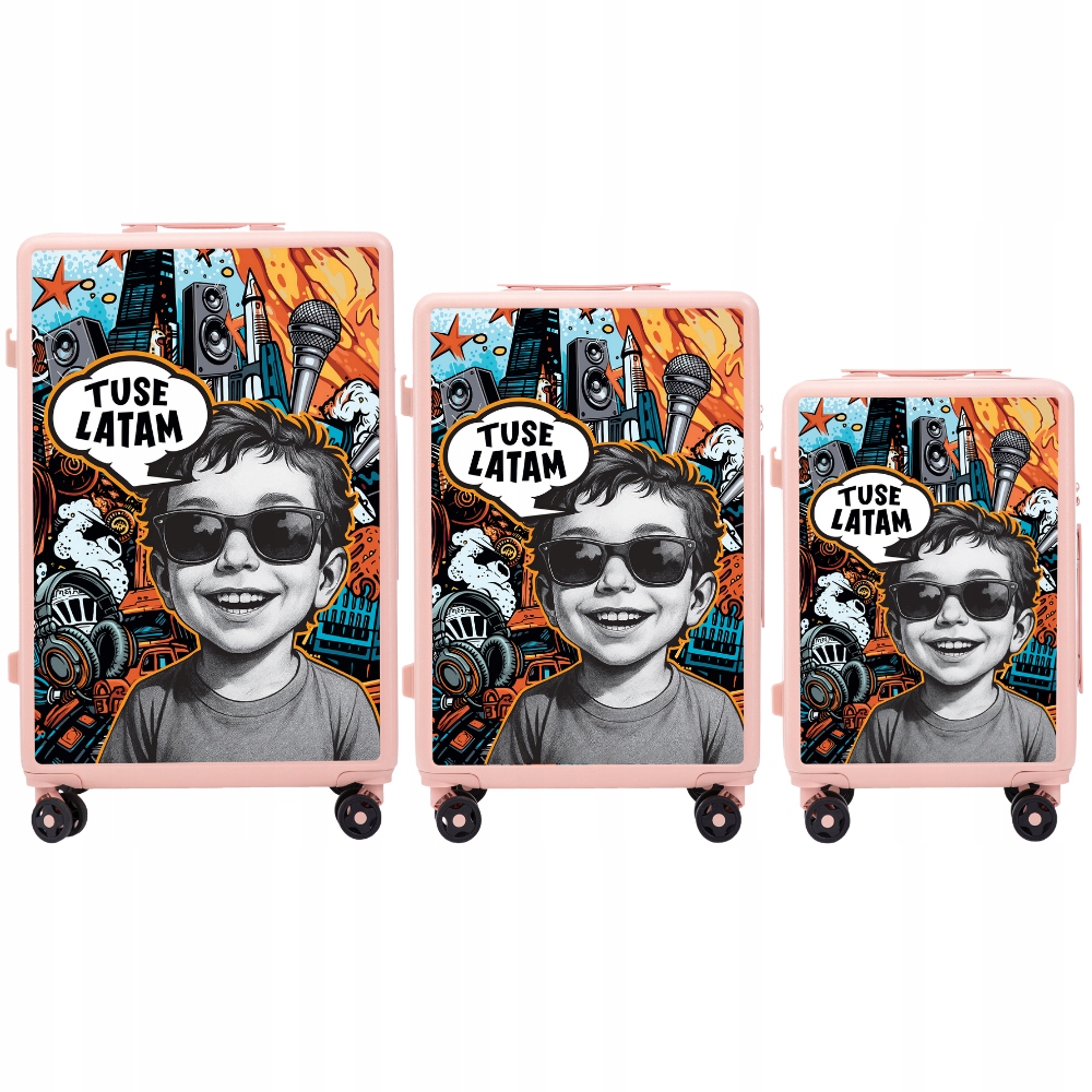 Sada 3 kufrů Wings Abs+ 28" Customized by Tuse Pink Boy