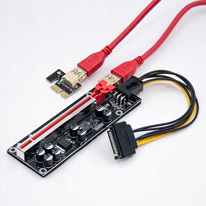 Qoltec Riser PCI-E 1x-16x USB3.0 SATA/PCI-E 6 pin Rodzaj adapter