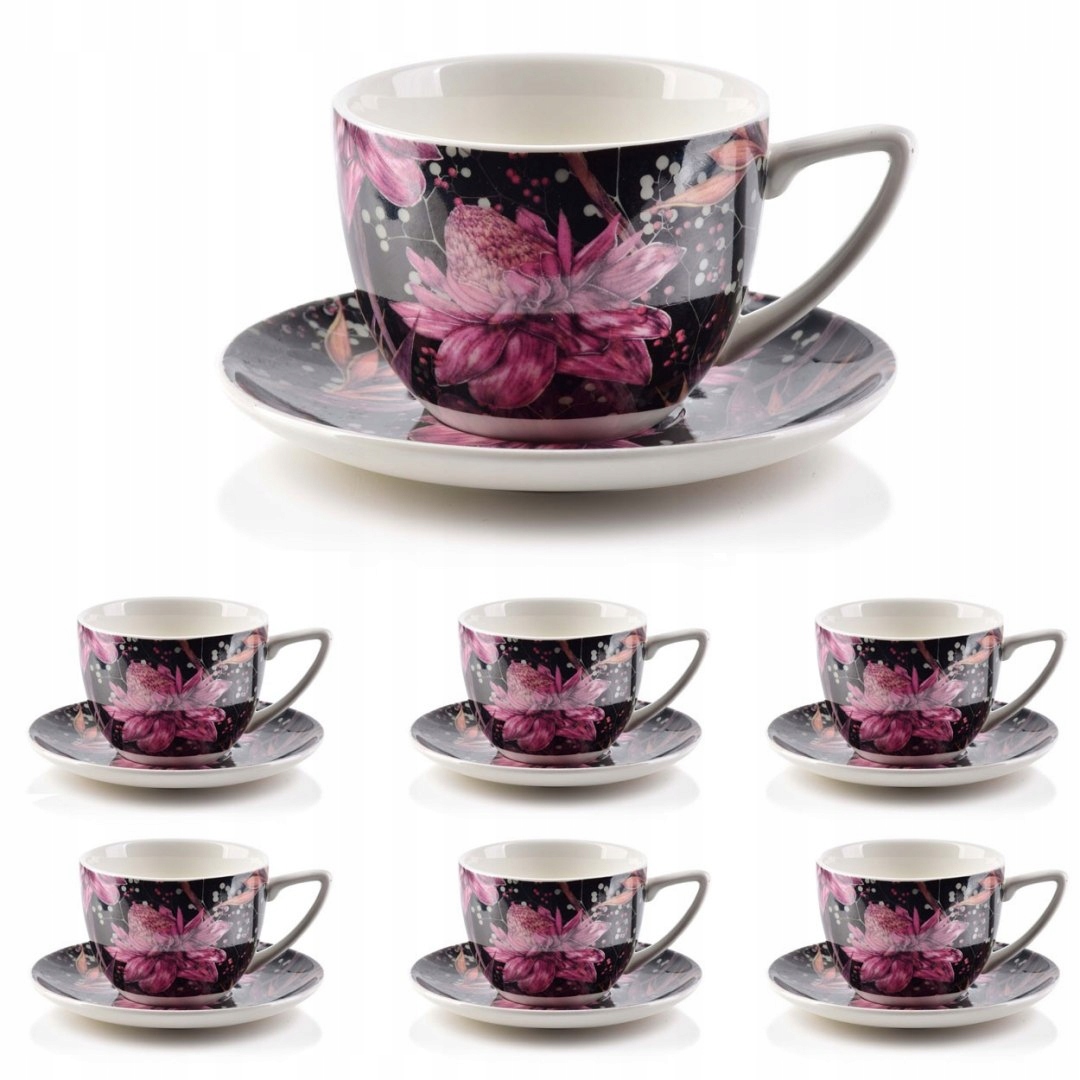 

Filiżanki do Kawy 6szt 250ml Zestaw ze Spodkiem