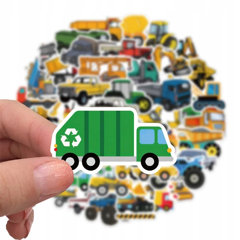 NAKLEJKI POJAZDY MASZYNY BUDOWLANE ZESTAW 50 SZTUK Kod producenta 50PCS