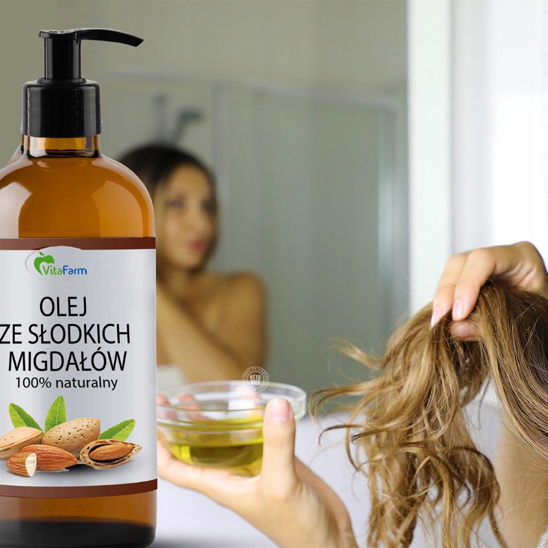 NATURALNY OLEJ ZE SŁODKICH MIGDAŁÓW 500 ML Marka VitaFarm