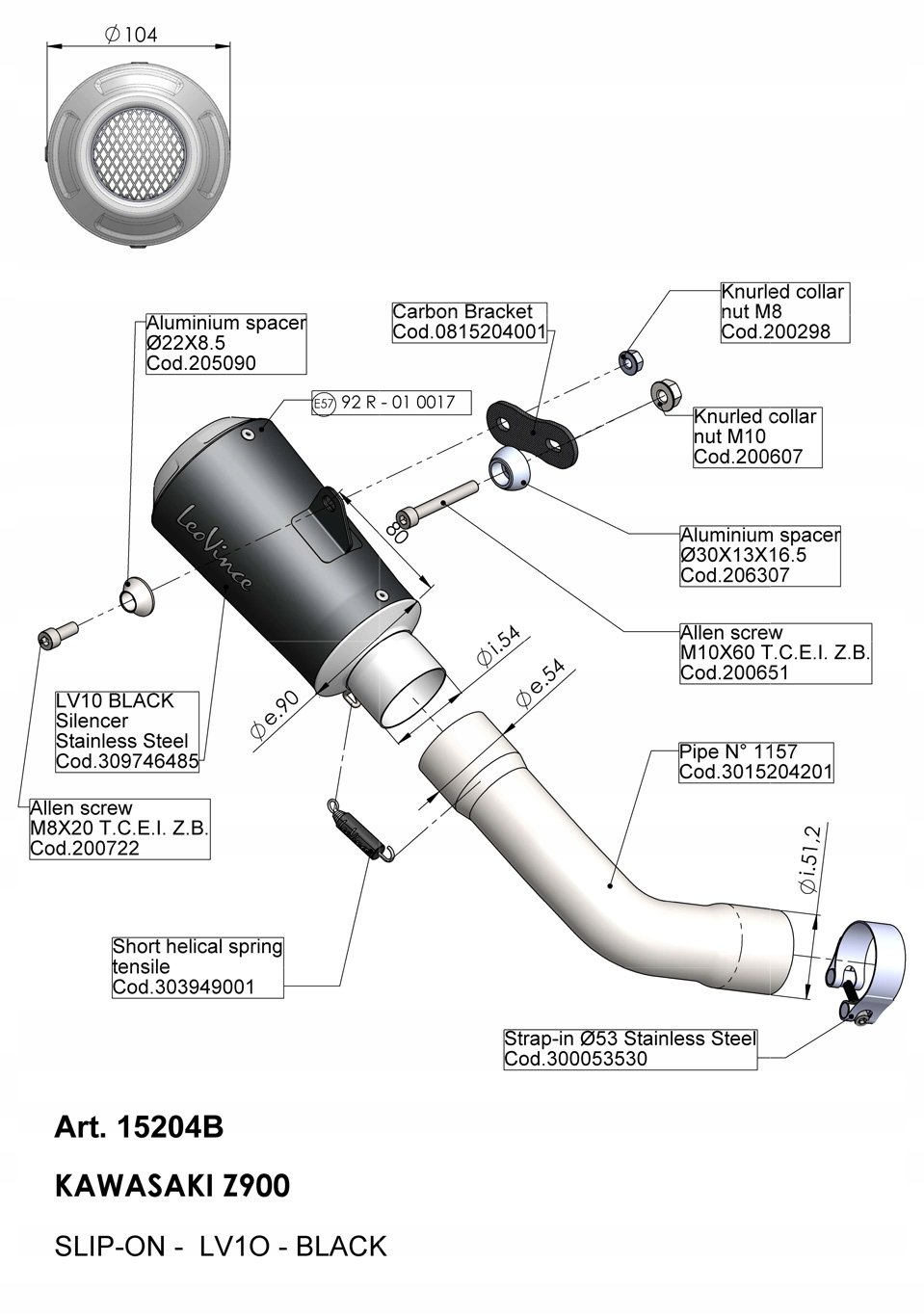 LEOVINCE LV-10 BLACK TŁUMIK KAWASAKI Z900 2017-2024 Producent LeoVince