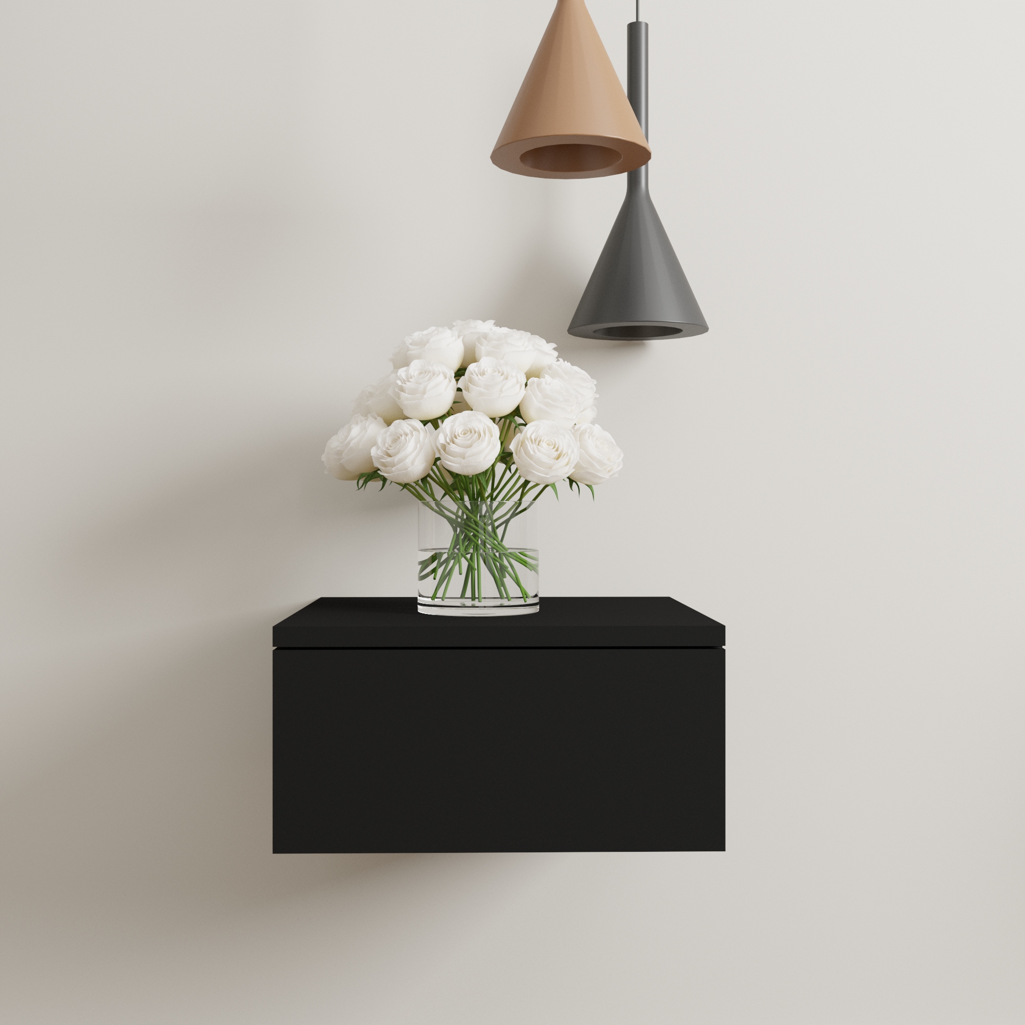 Szafka nocna Nowoczesna Czarna Wisząca Szuflada Głębokość mebla 33 cm