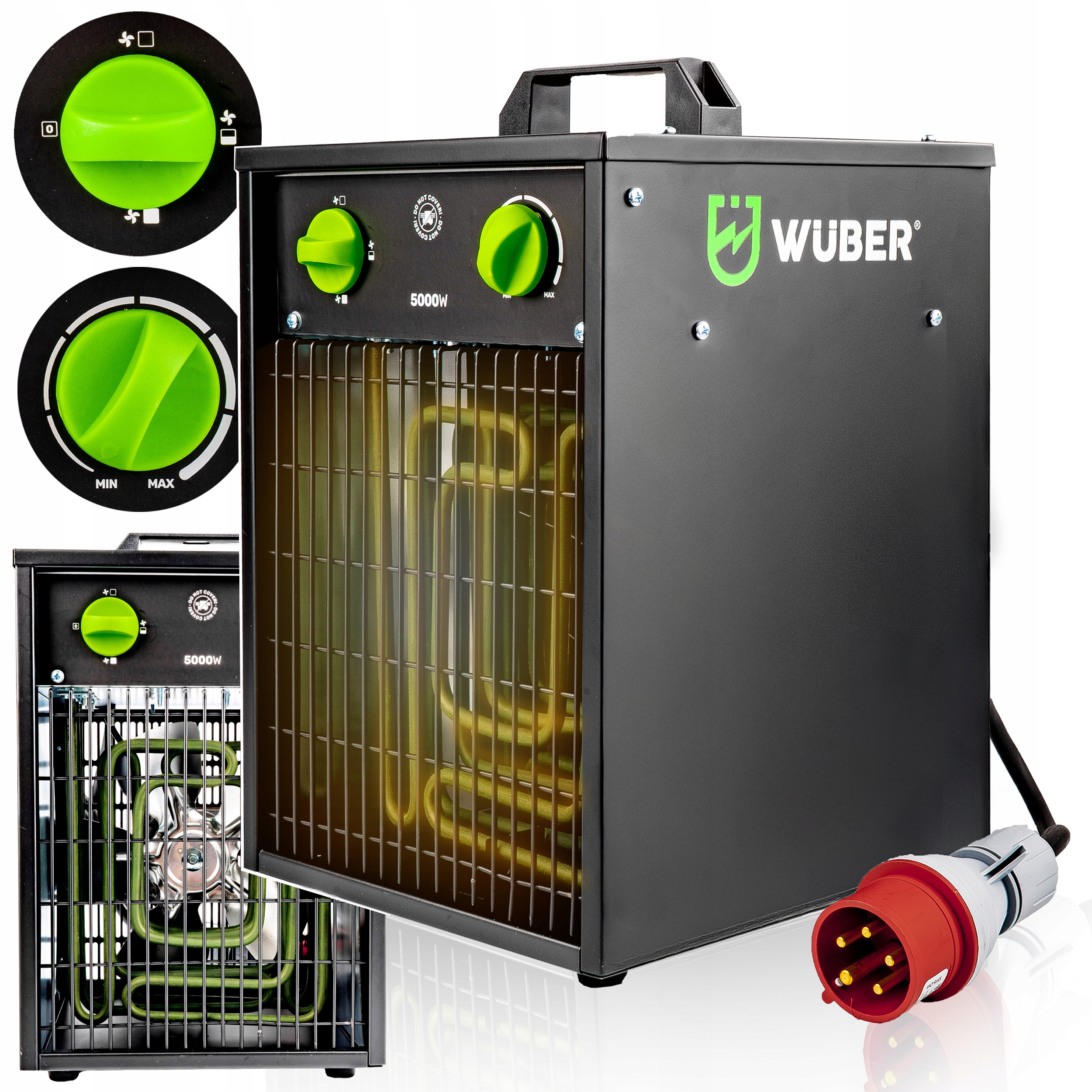 Elektrický Ohrievač 5 Kw Dúchadlo Farelka Termostat Ohrievač 5000 W Wuber