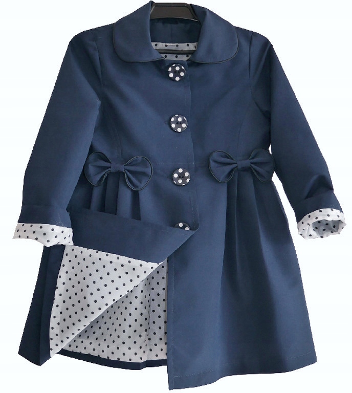 Płaszczyk dziewczęcy wiosna/jesień 2kokardy gr 128