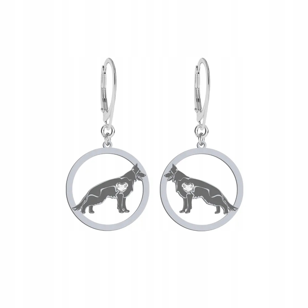 Stříbrné Náušnice se psem Německý ovčák černý 925 Šperky Gravírování