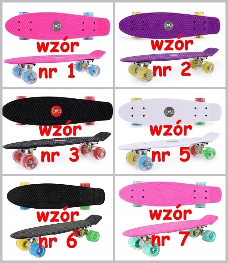 KRÓTKA DESKOROLKA 56cm DESKA FISZKA ŚWIECĄCE KOŁA Średnica kół 60 mm