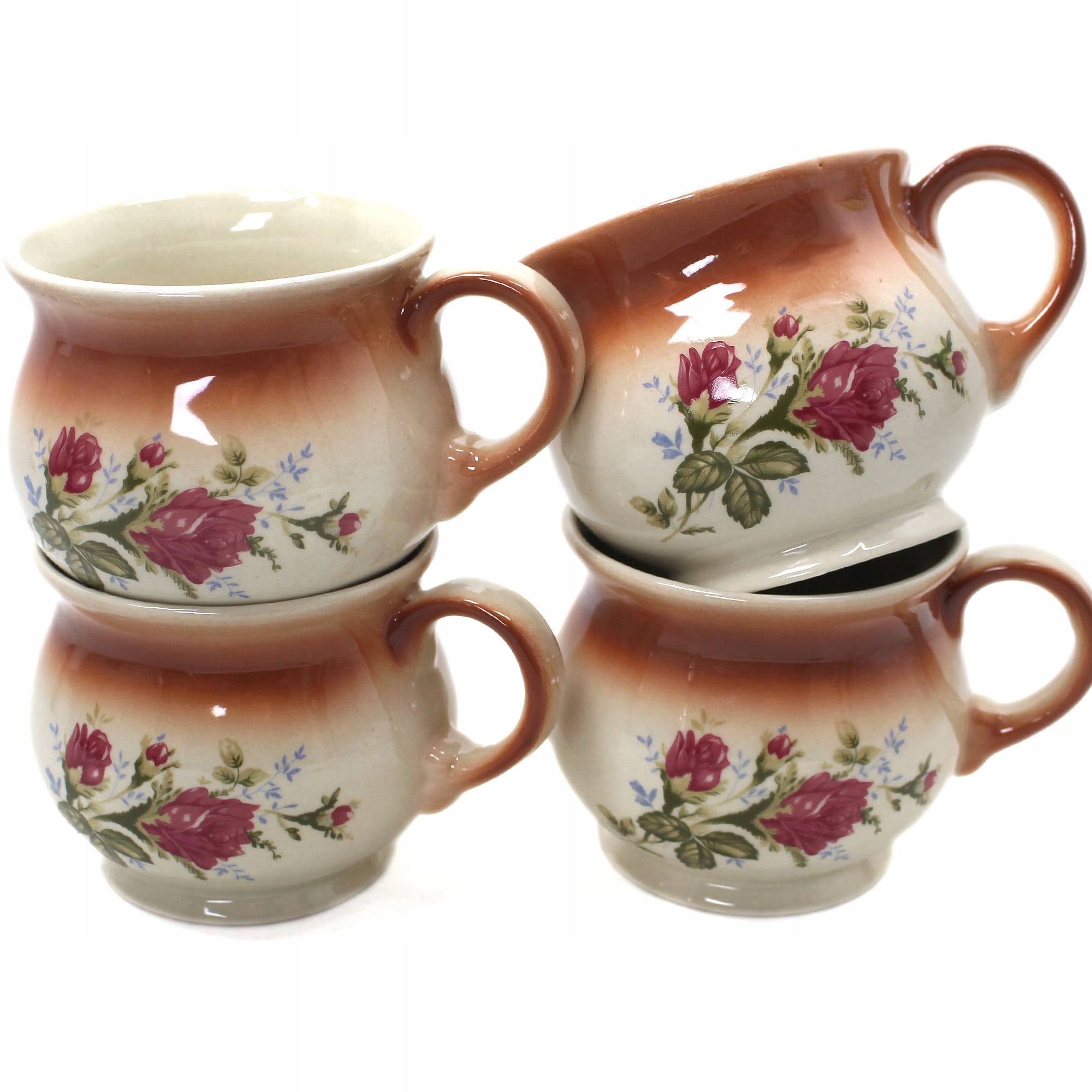 Sada 4 hrnků 0,35 l motiv červená růže