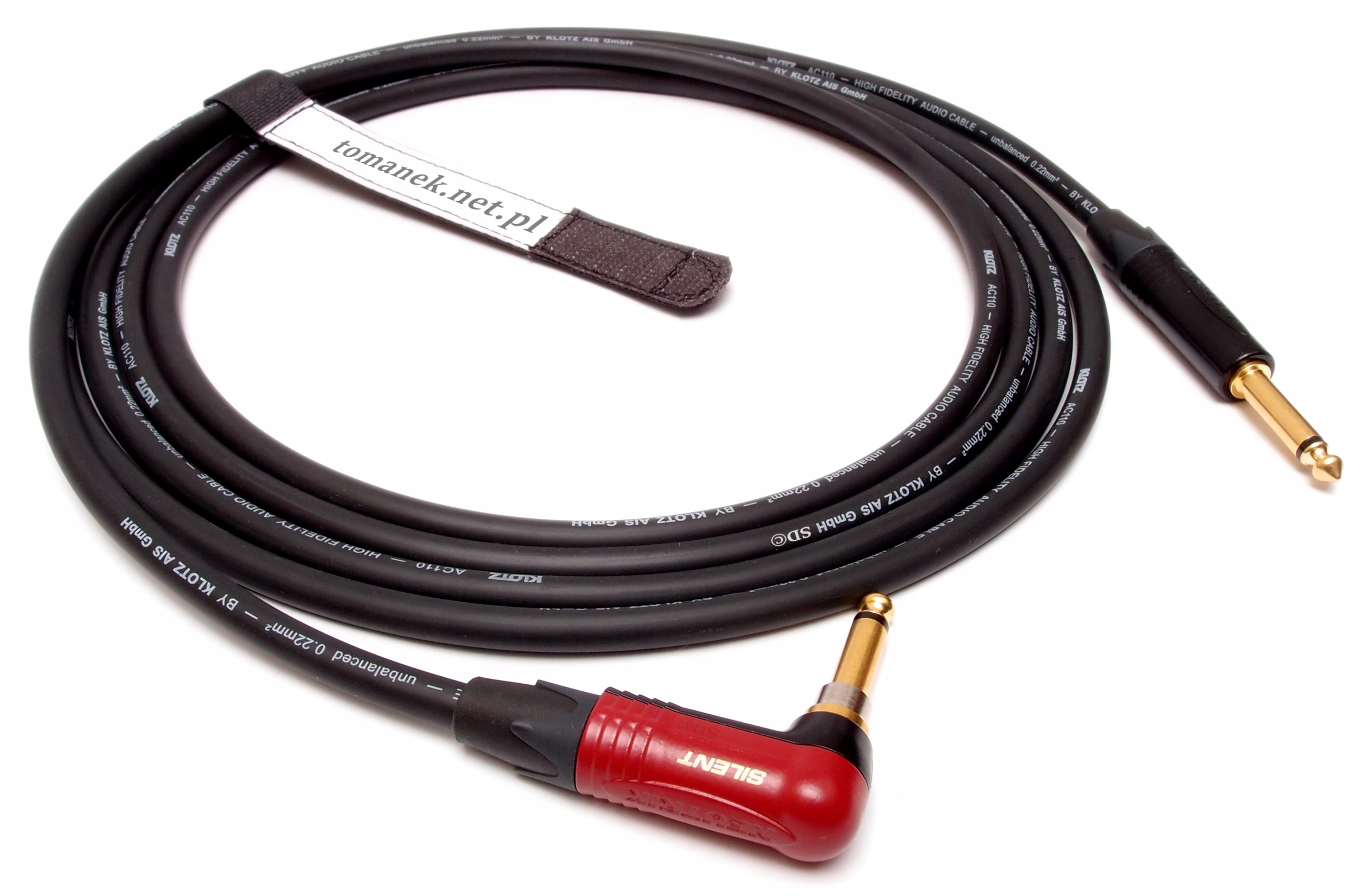 Tomanek STAGE-Klotz AC110 Przewód gitarowy Jack/Jack kąt Neutrik Silent 1M