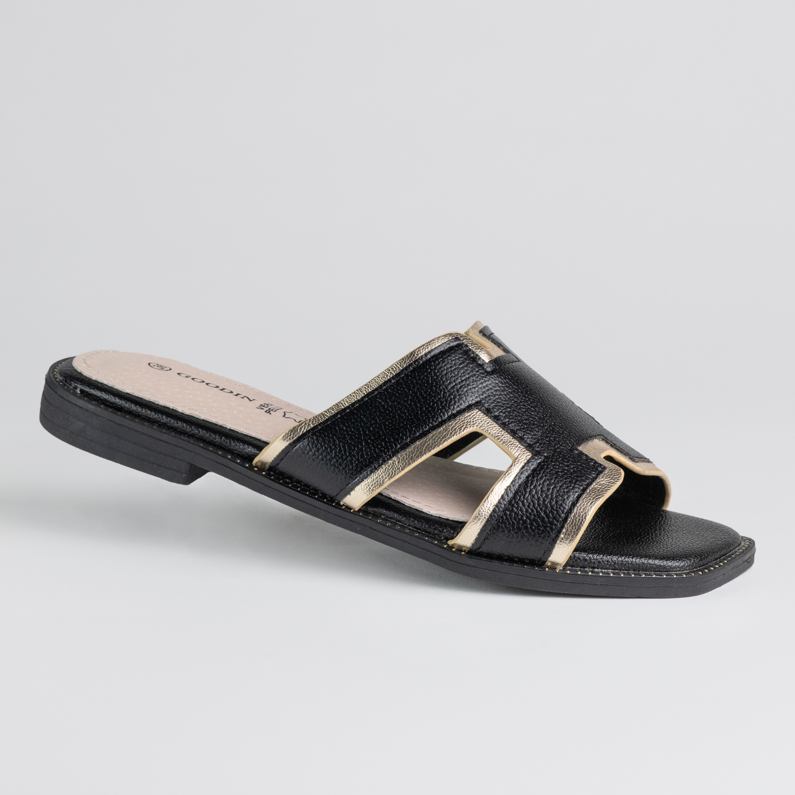 Nazouváky casual kůže Goodin GD-FL895 lehké pohodlné klasické černé 36